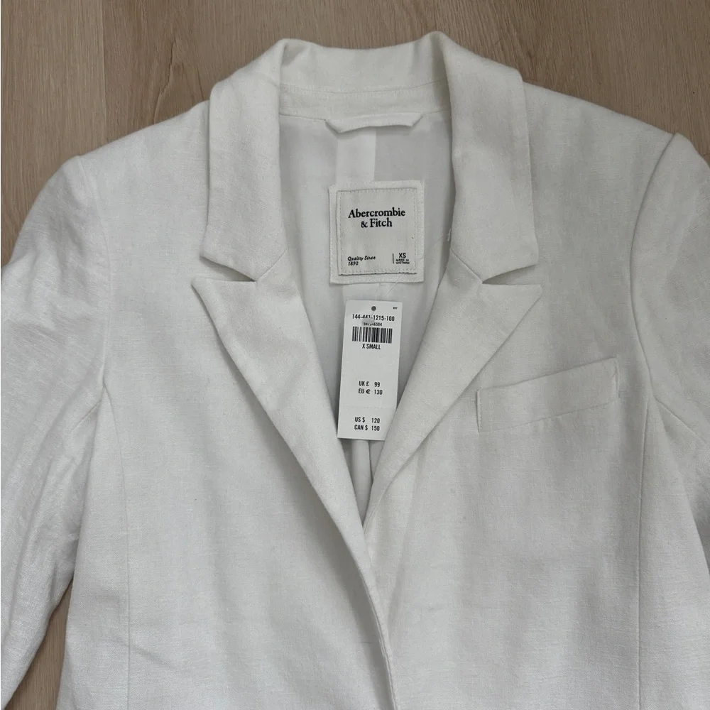 Abercrombie & Fitch NWT White Linen Blend Blazer - Picture 7 of 14